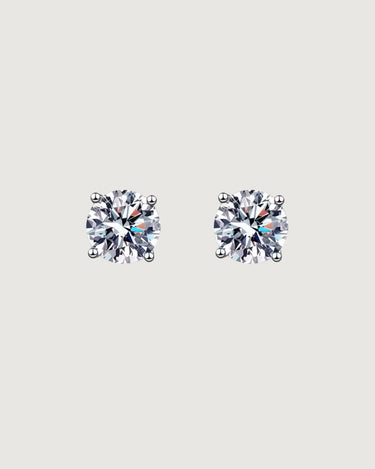 1ct BRILLIANT ROUND CUT MOISSANITE STUD EARRINGS SILVER - STUDIO JO STORE